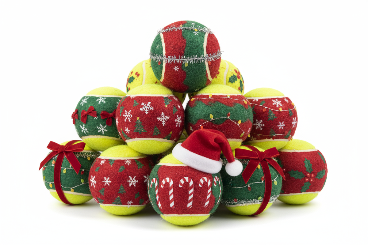 custom tennis balls with a christmas thme