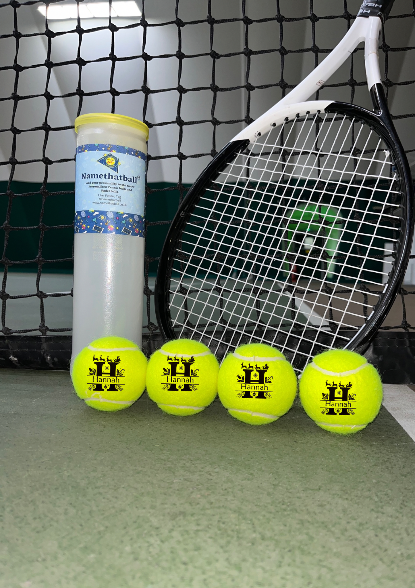 NTB - Personalised Adult Tennis balls - Christmas name & initial