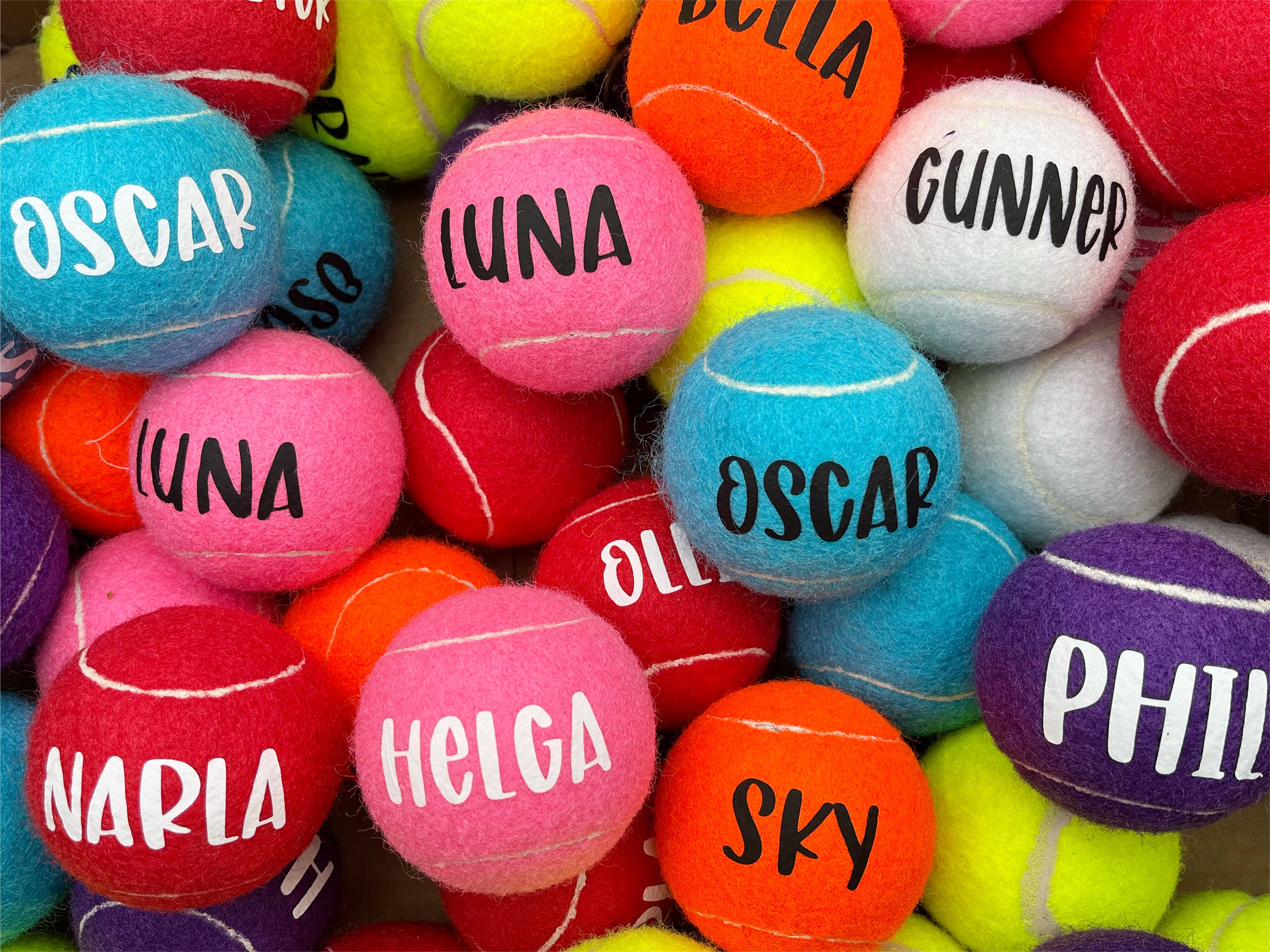 Personalised tennis balls with your name