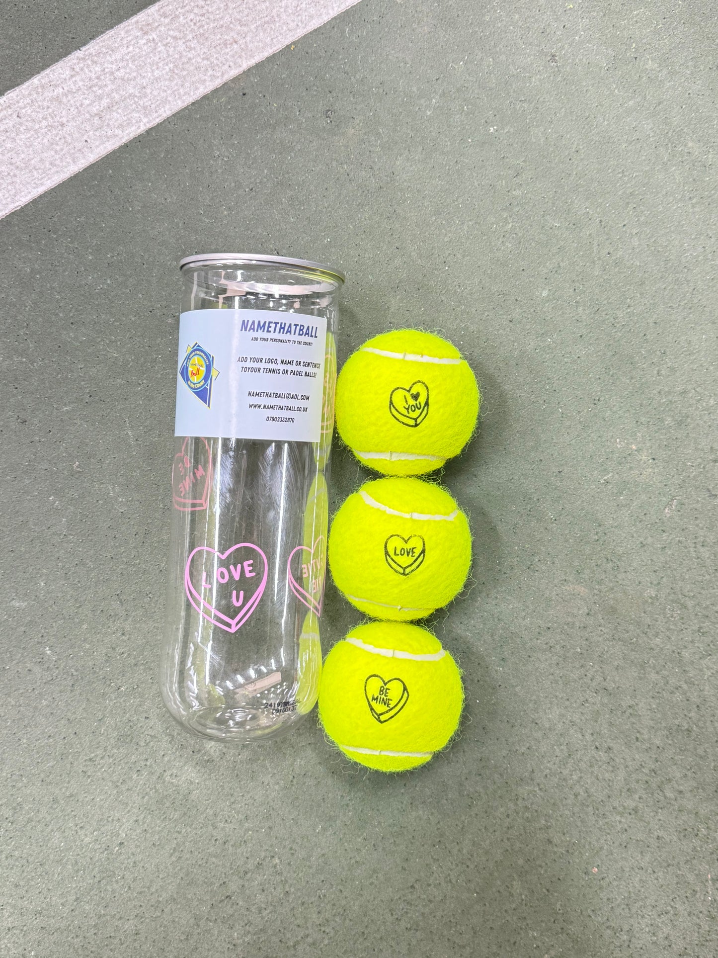 NTB - Personalised Adult Tennis and Padel balls - Love hearts