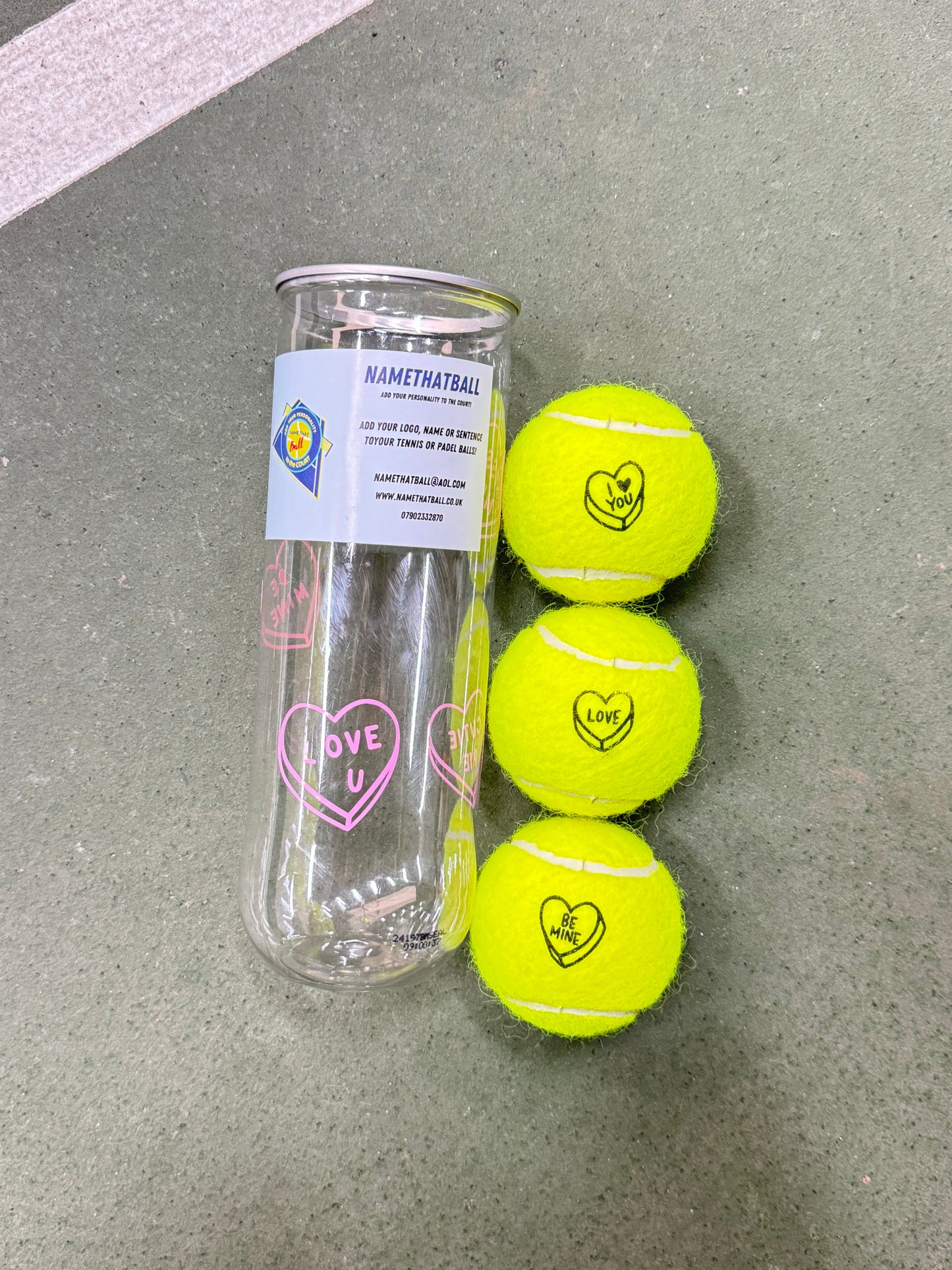 NTB - Personalised Adult Tennis and Padel balls - Love hearts