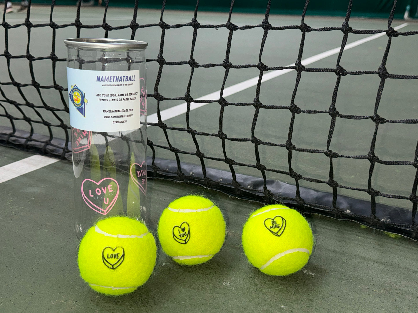 NTB - Personalised Adult Tennis and Padel balls - Love hearts