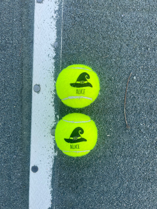 NTB - Personalised Tennis balls – Witches hat edition