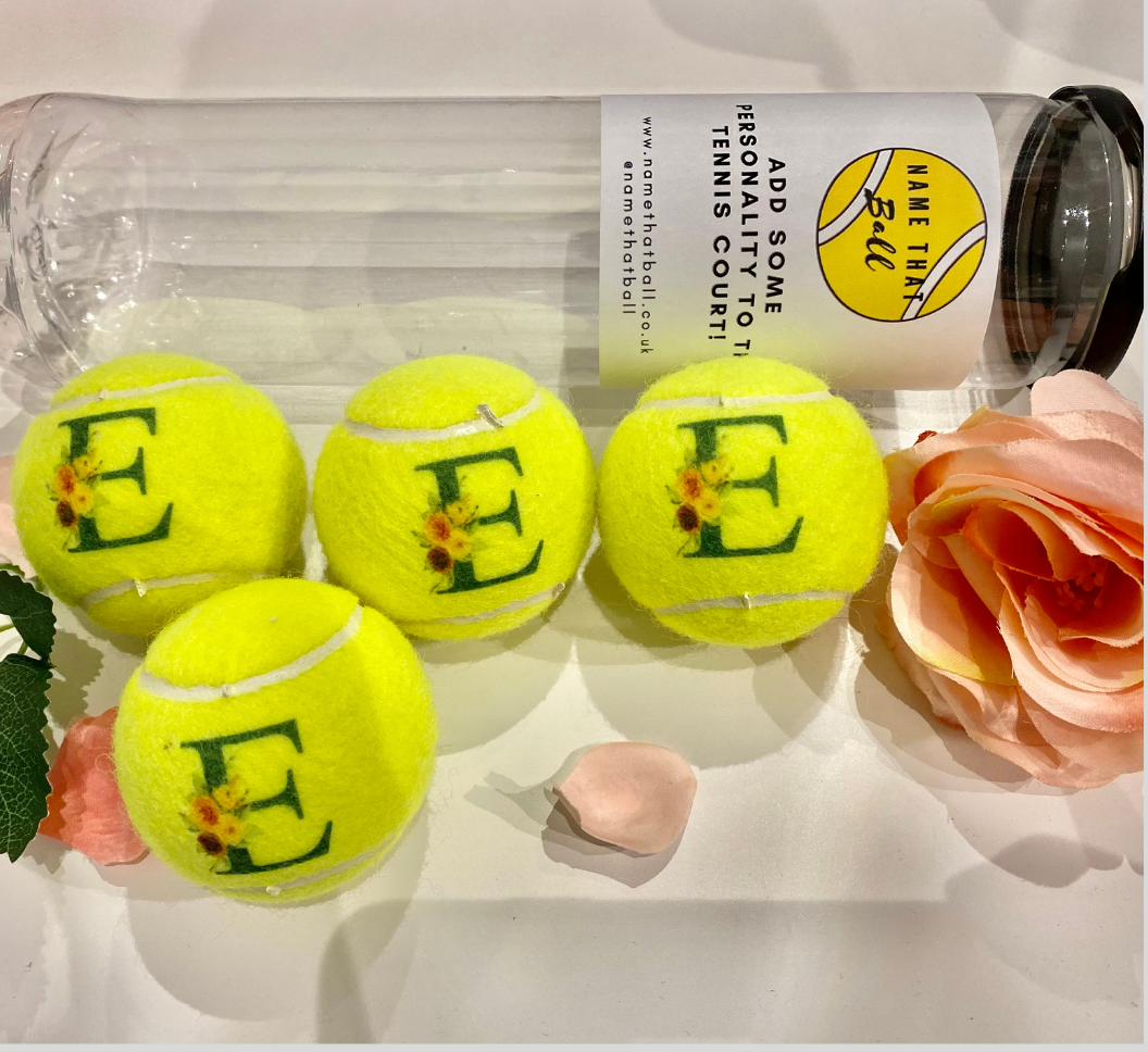 NTB - Personalised Adult Tennis Balls - Floral Initial