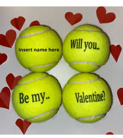 NTB - Personalised Adult Tennis balls - Will you be my Valentine?