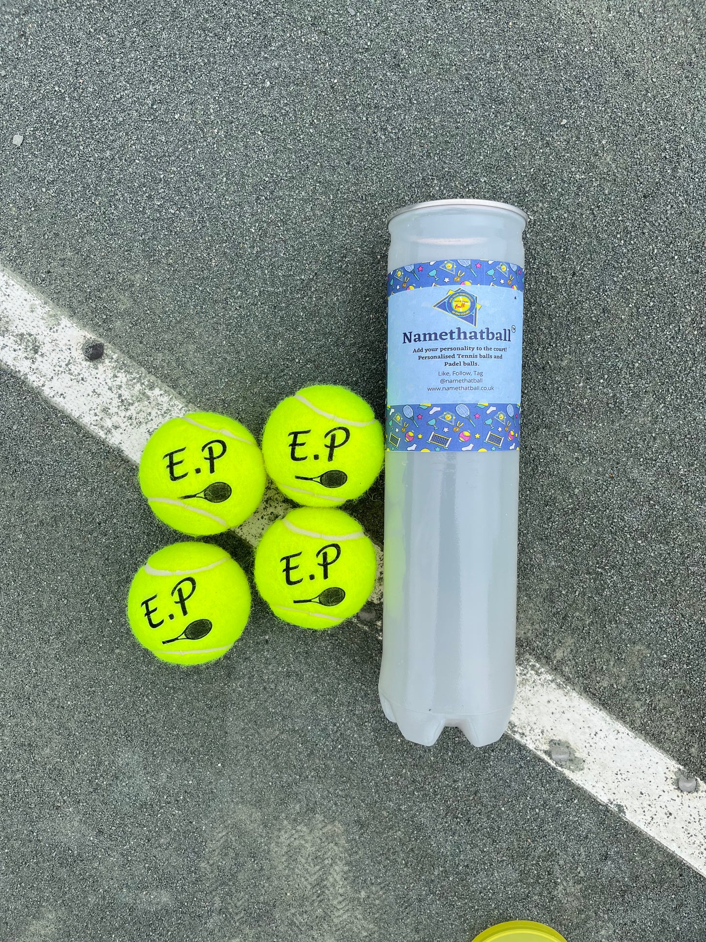 NTB - Personalised Adult tennis balls - Name & Racket