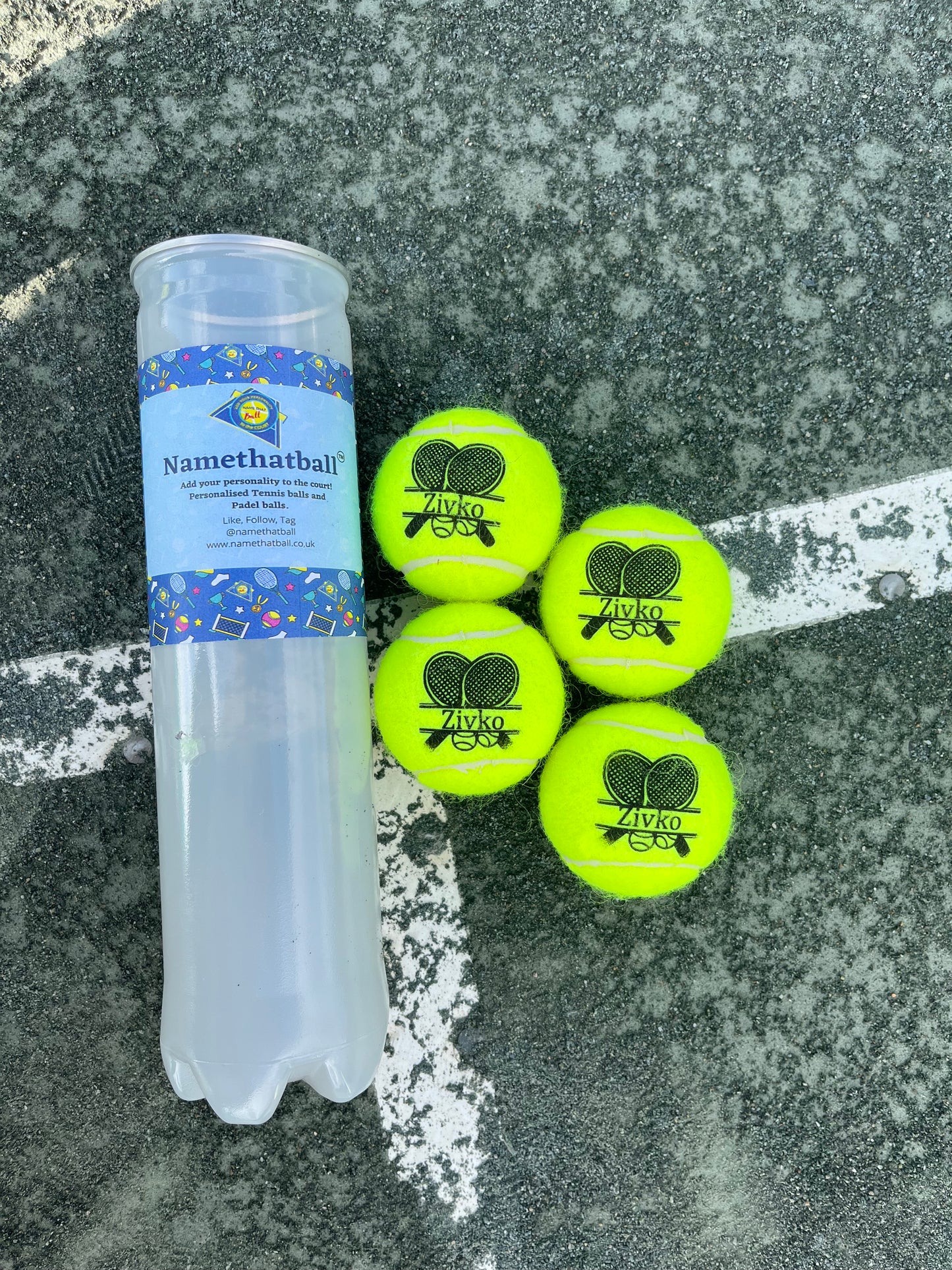 NTB - Personalised Adult Tennis Balls - Tennis Racket Design
